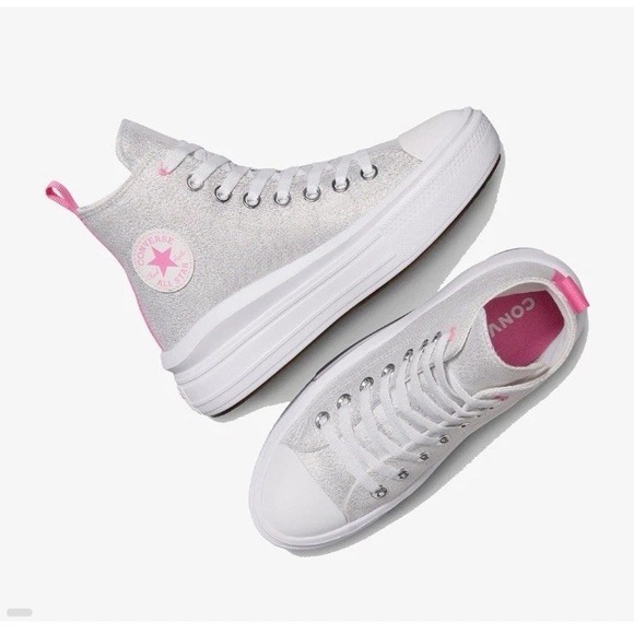 Converse Chuck Taylor Sneaker Girls 4.5 All Star Move Platform Sparkle A06332C - Picture 3 of 10